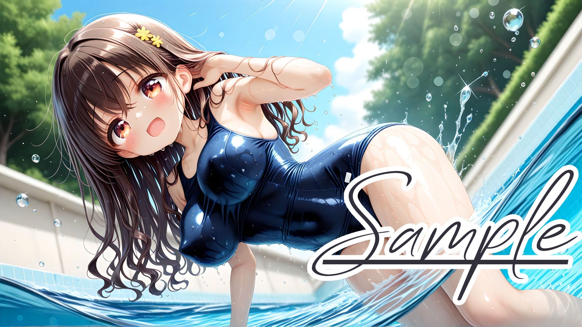スクール水着の彼女と白濁まみれのプールえっち CGコレクション サンプル3ページ目
