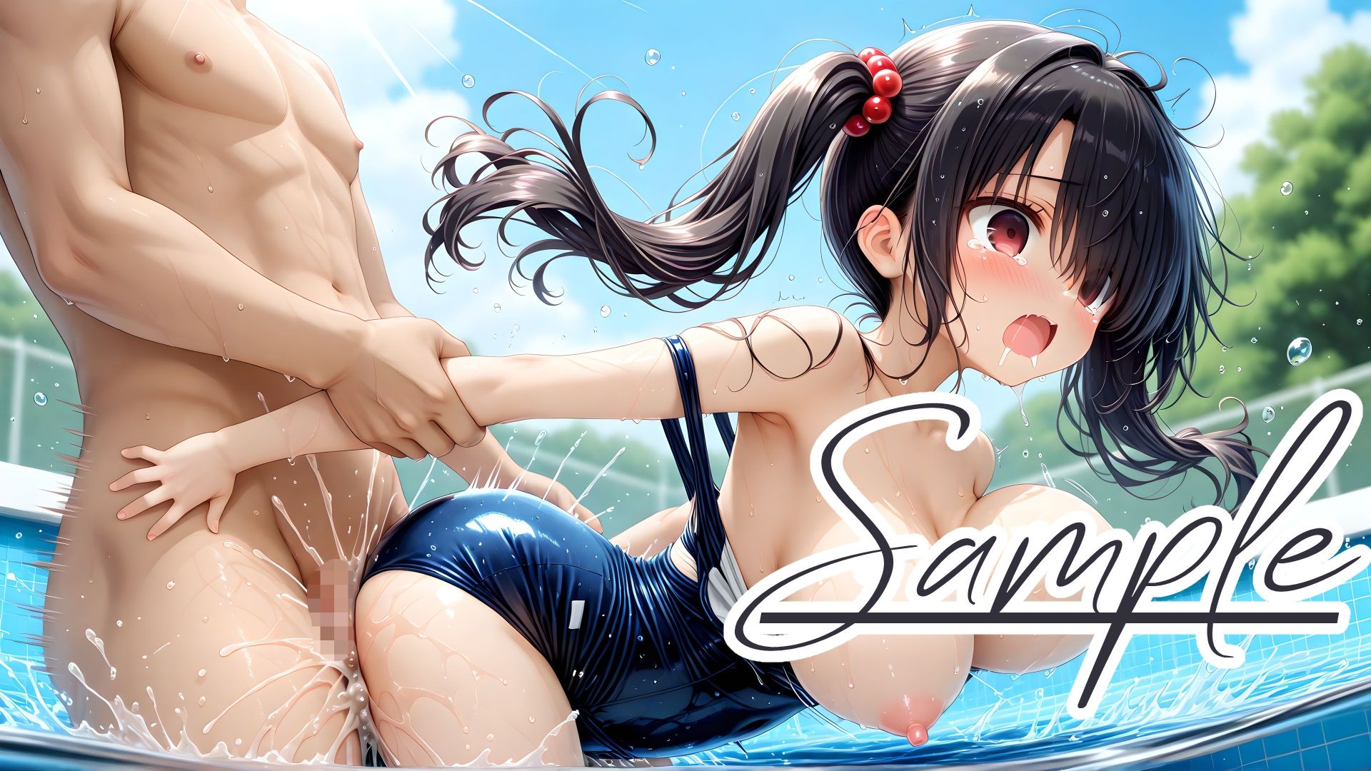 スクール水着の彼女と白濁まみれのプールえっち CGコレクション サンプル6ページ目
