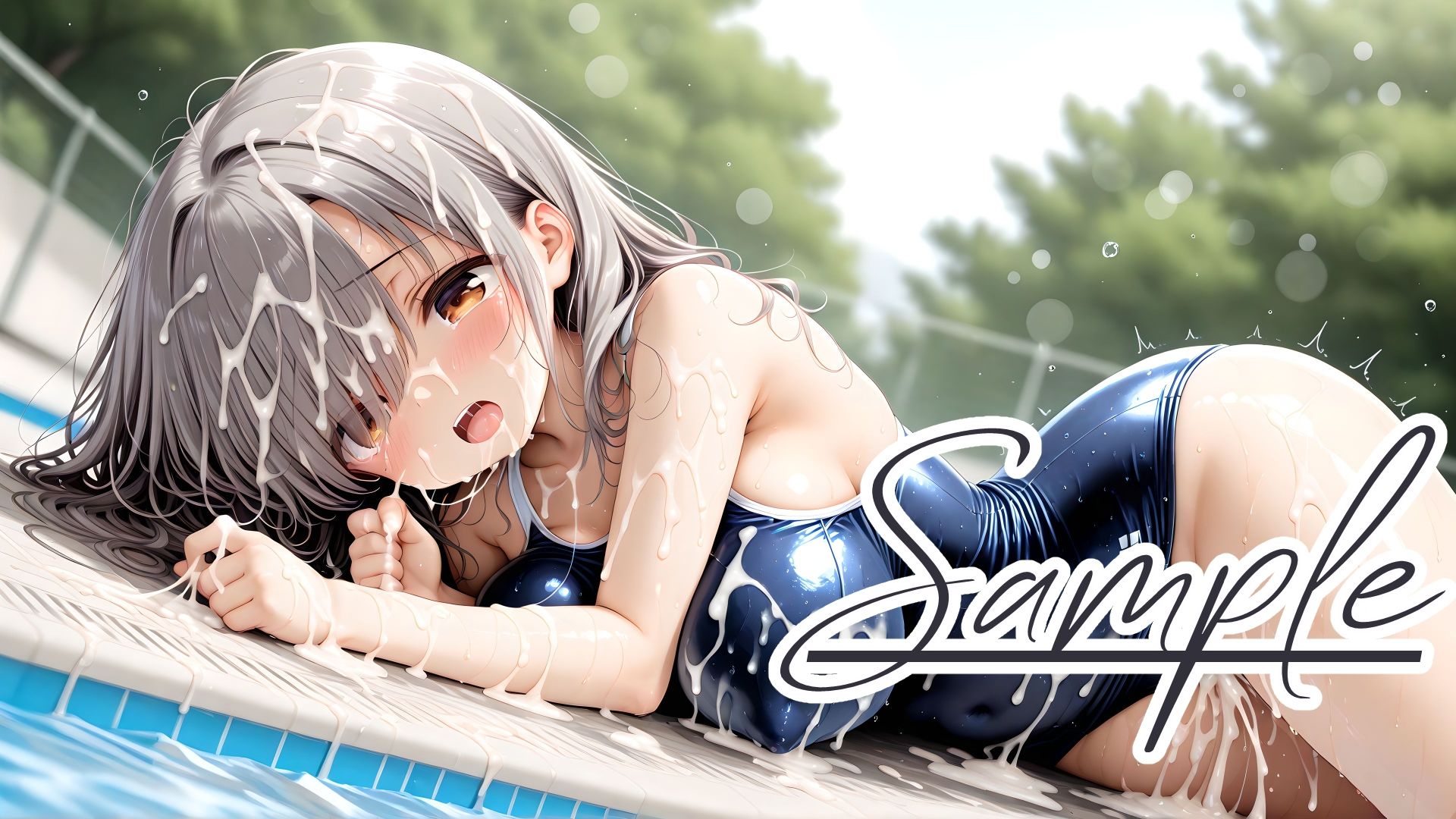 スクール水着の彼女と白濁まみれのプールえっち CGコレクション サンプル8ページ目