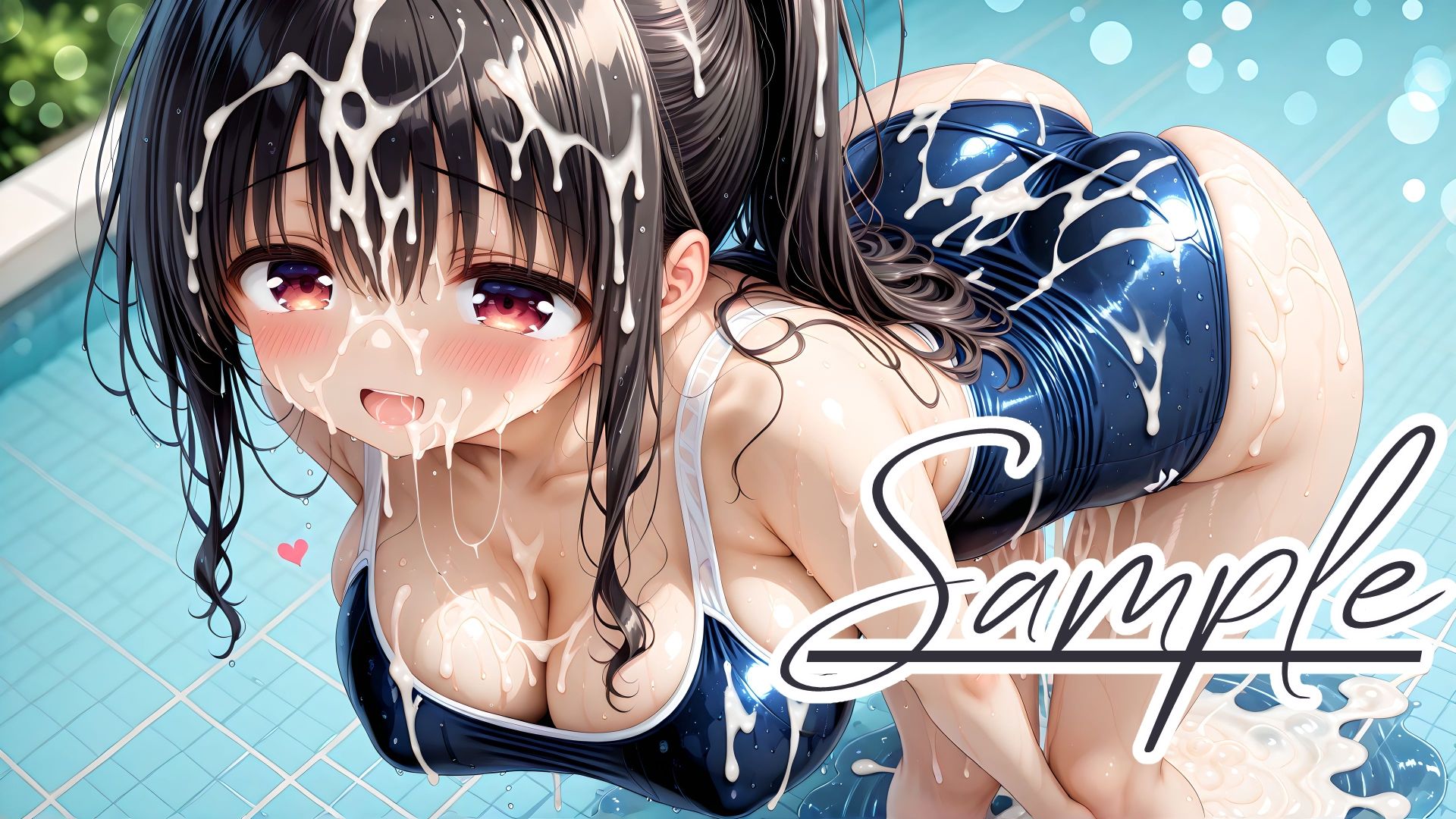 スクール水着の彼女と白濁まみれのプールえっち CGコレクション サンプル9ページ目