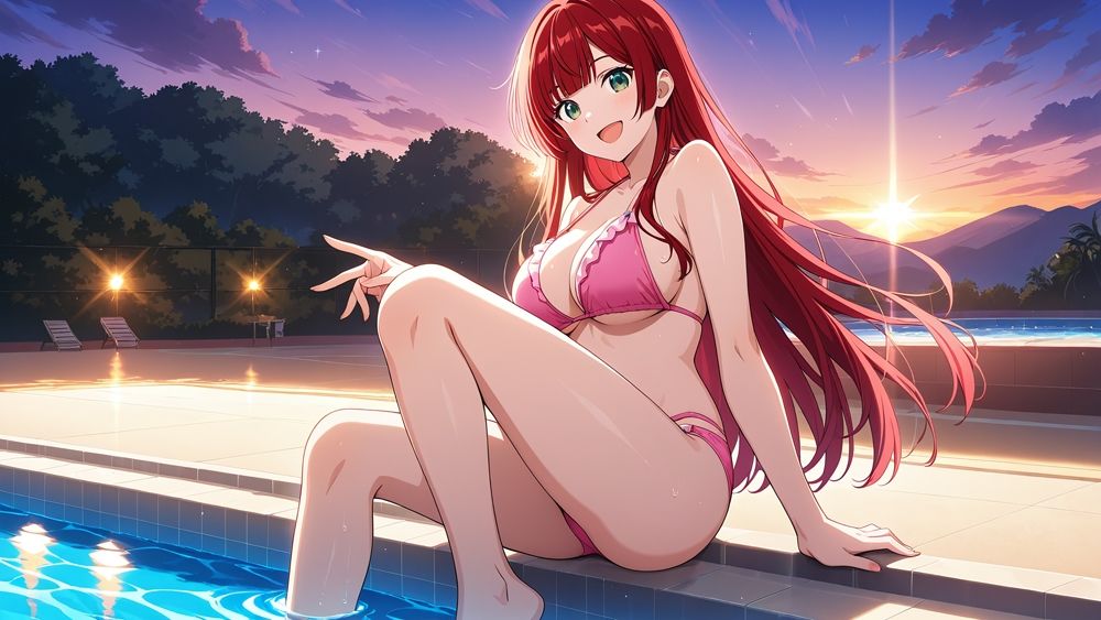 巨乳赤髪＆水色髪グラドルがカメラマンと秘密の中出し撮影【4K】 サンプル4ページ目