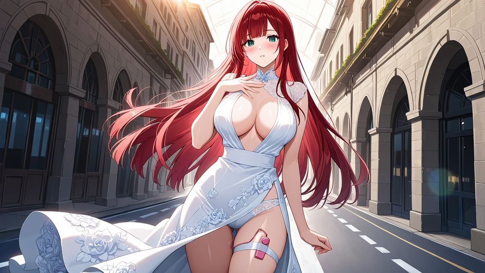 巨乳赤髪＆水色髪グラドルがカメラマンと秘密の中出し撮影【4K】 サンプル6ページ目