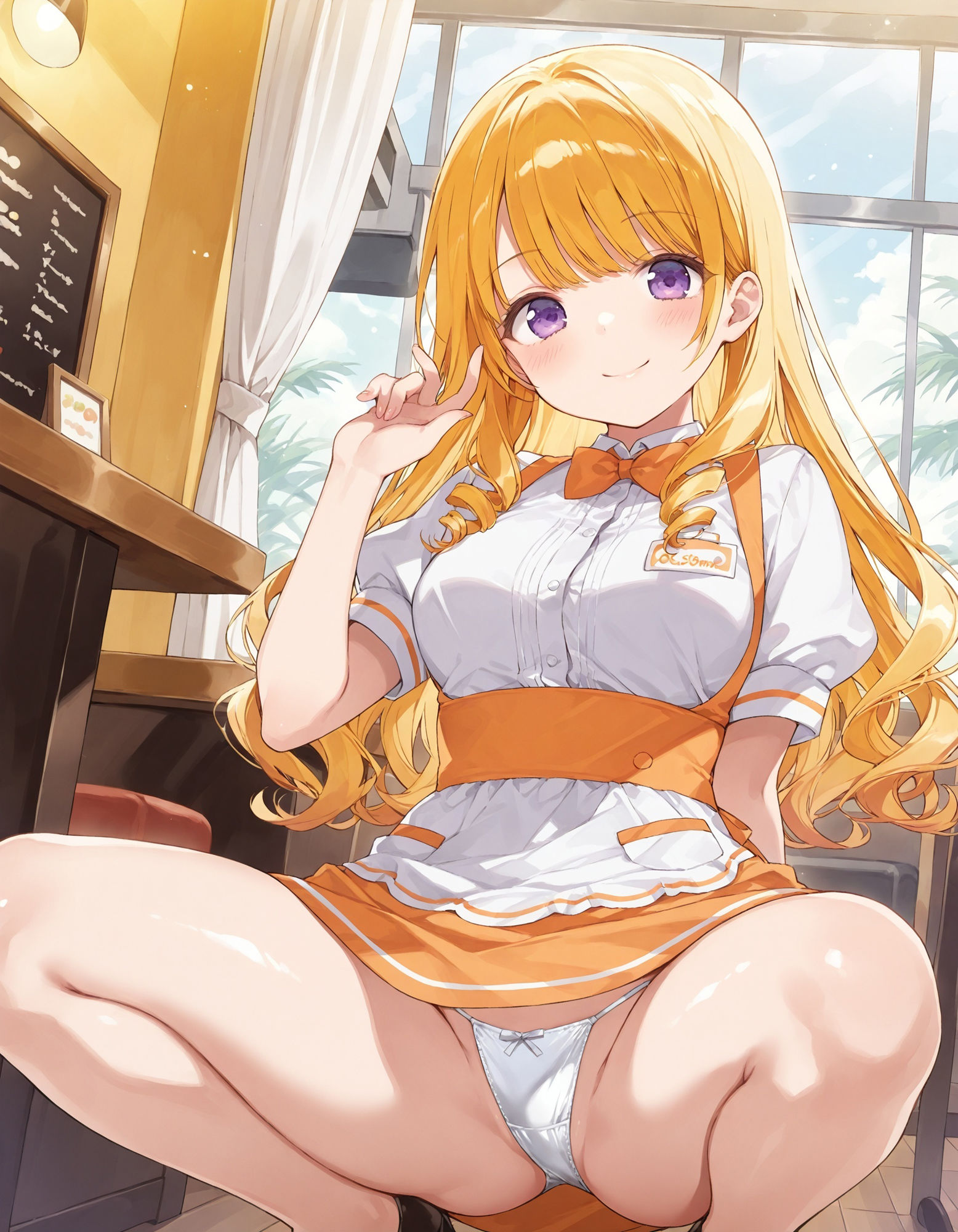 ウェイトレスのしゃがみパンチラ サンプル3ページ目