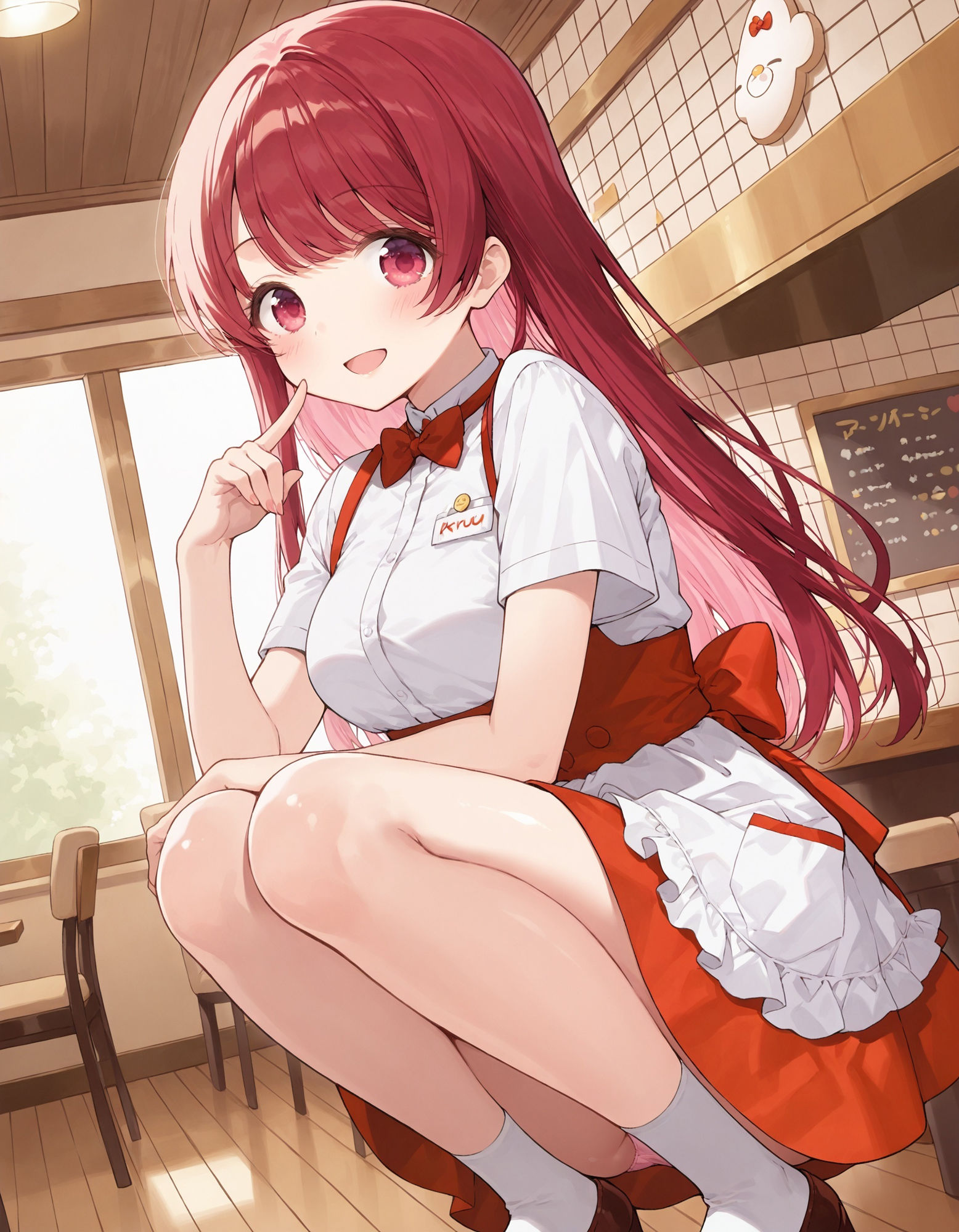 ウェイトレスのしゃがみパンチラ サンプル4ページ目