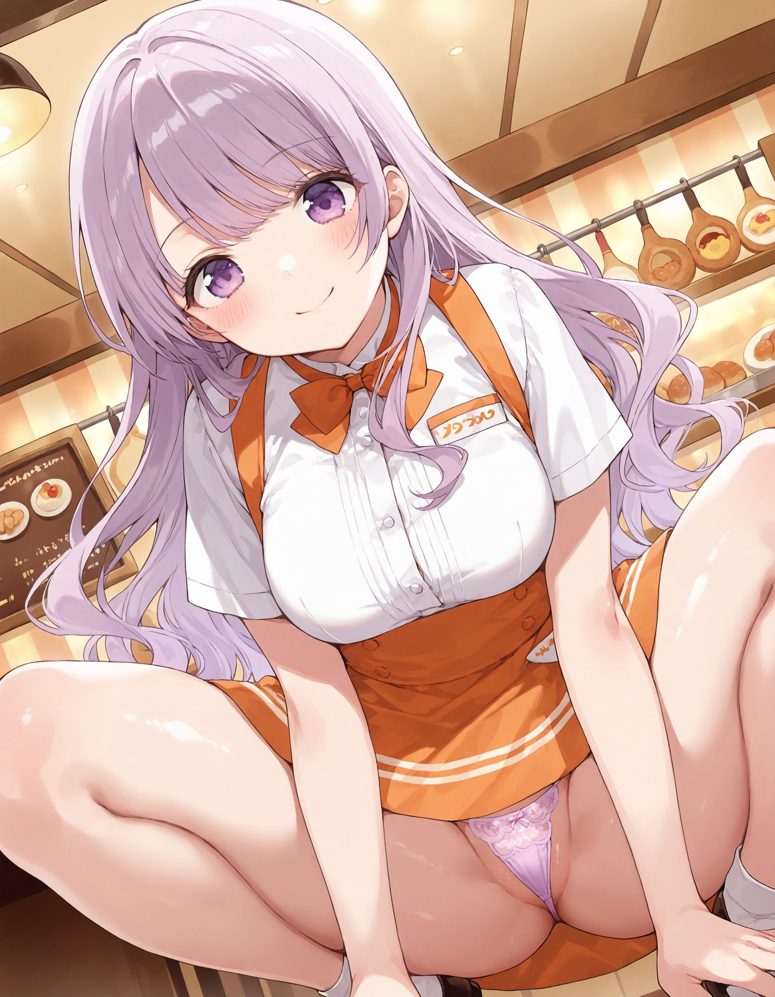ウェイトレスのしゃがみパンチラ サンプル6ページ目