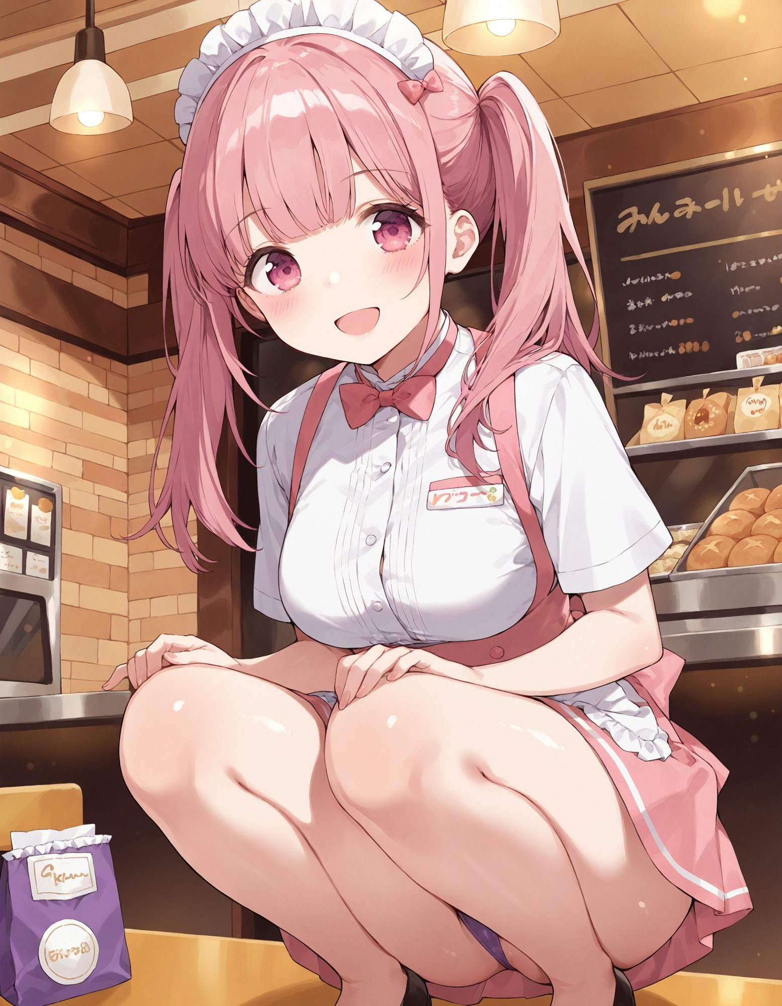 ウェイトレスのしゃがみパンチラ サンプル7ページ目