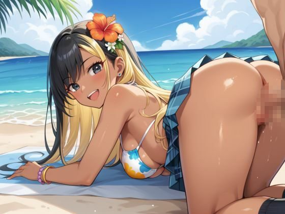 水着を着たギャルと海で孕ませセックスする サンプル5ページ目