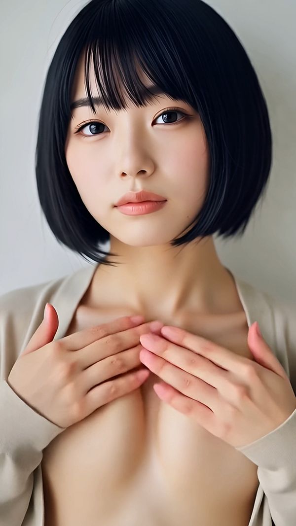 【動画】ぽろりカーデ女子 vol.4｜黒髪ボブ38人のリアル脱衣＆もみモーション集 サンプル2ページ目