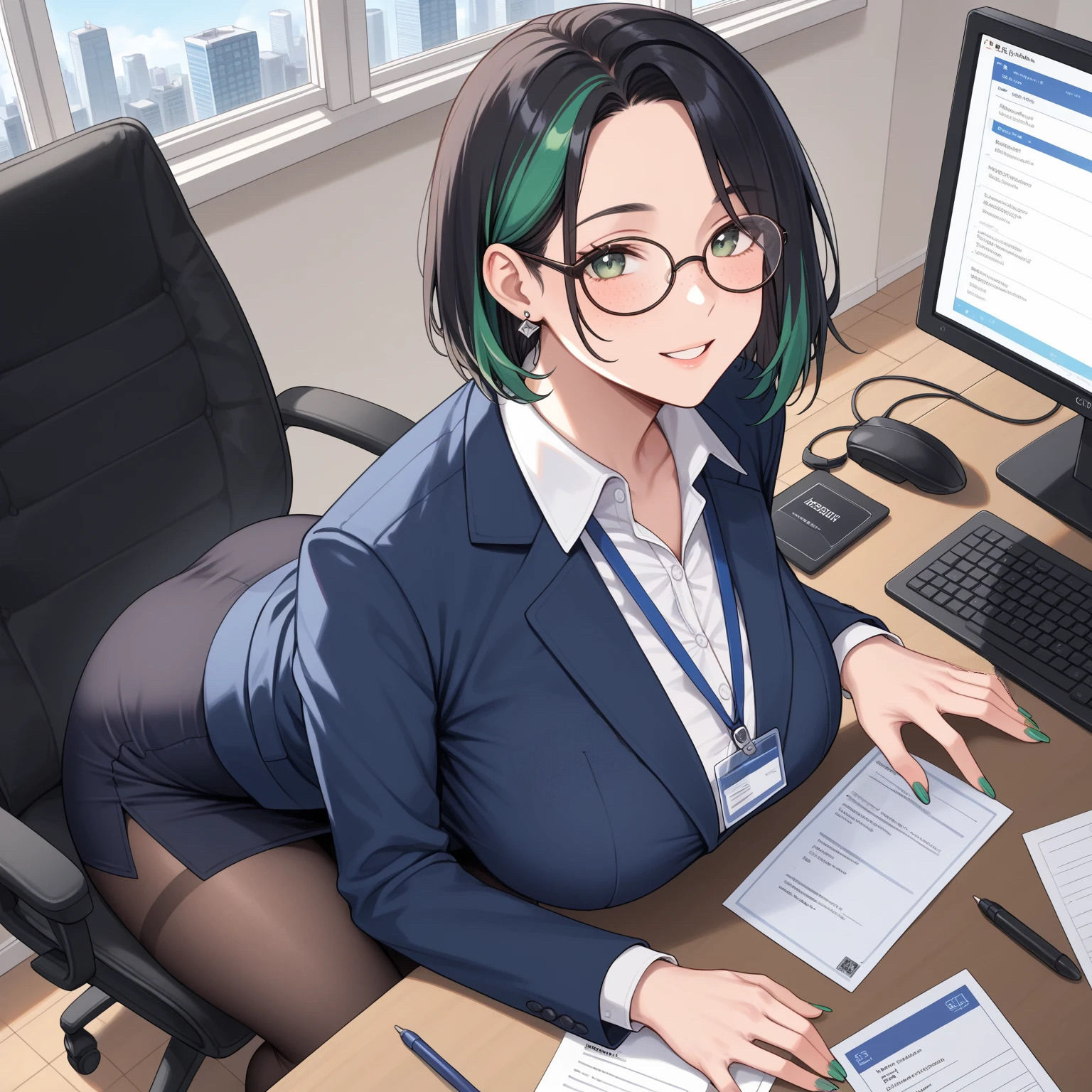 株式会社アシスケ『足コキ用タイツ』開発日誌 - 既婚メガネOL上司とオフィスでハメまくる簡単なお仕事 - （ももんミニストーリー2） サンプル1ページ目