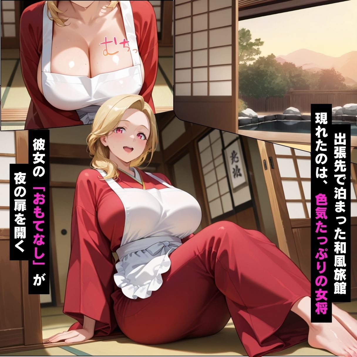 巨乳女将に銭湯付き旅館の裏サービスでザーメンを絞られた話【セリフ付き】 サンプル1ページ目