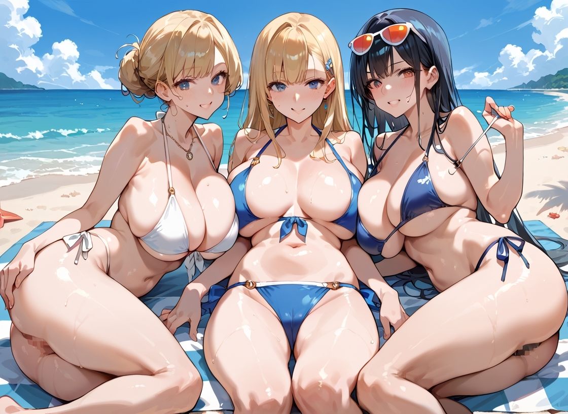ギャルビーチでハーレム種付け サンプル2ページ目