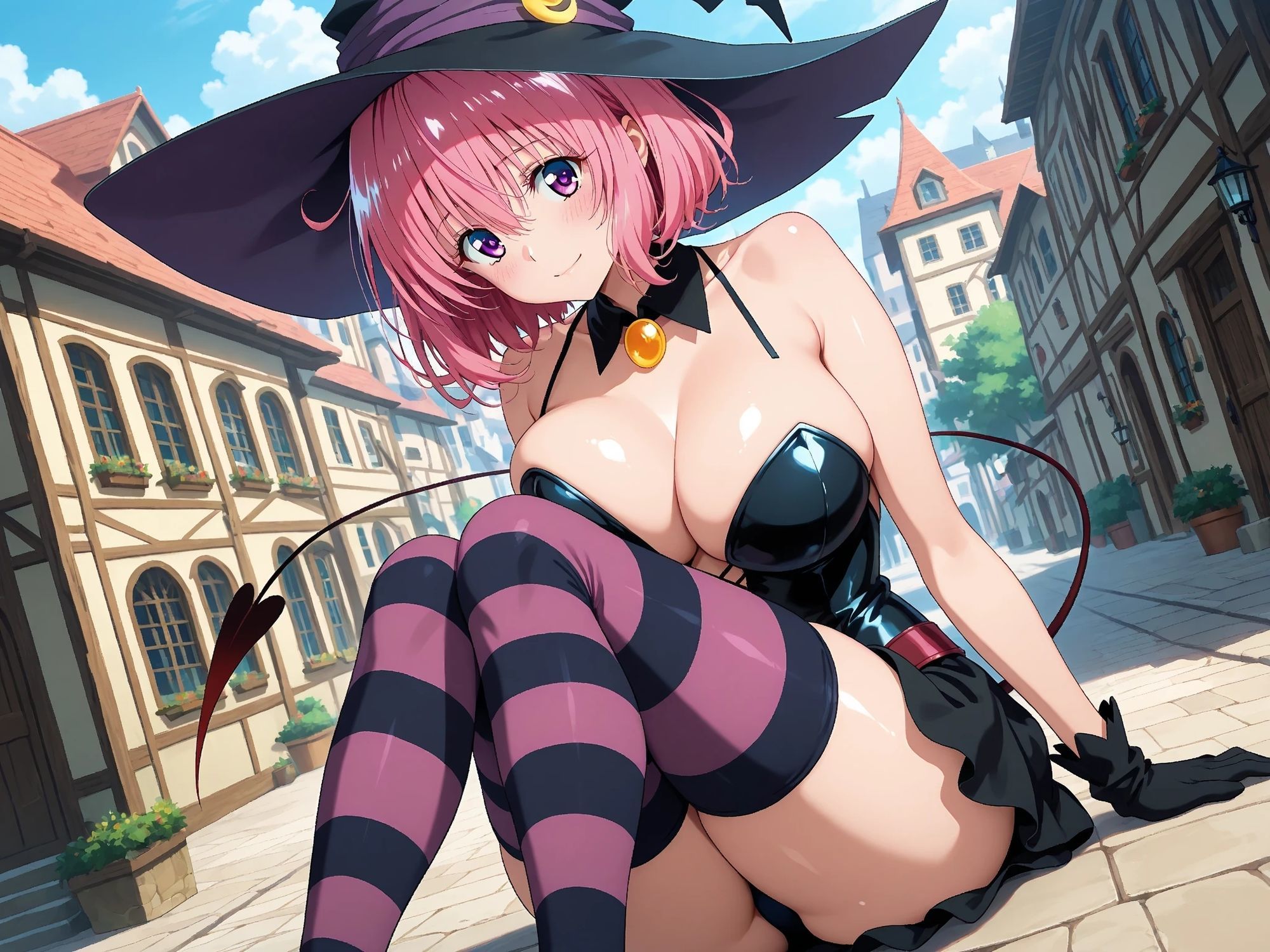 【発情ヒロイン】T●Loveる  モモ・ベ●ア・デビルーク  魔法使いコスで野外授業…しっぽまで感じるの！ サンプル2ページ目