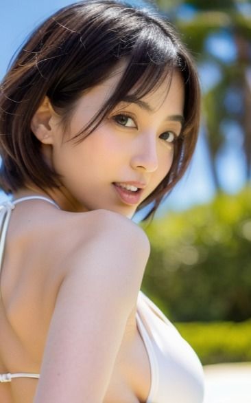 AIグラビア写真集  太陽と白ビキニ サンプル3ページ目