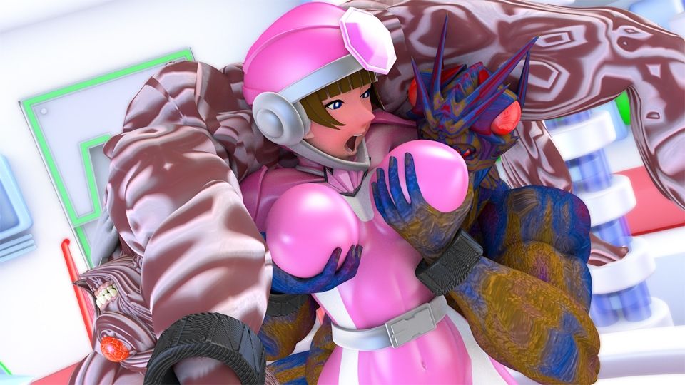 輝石戦隊キボンヌジャー『戦隊ピンクVS怪人デュアル＆怪人ギャブル』 サンプル1ページ目