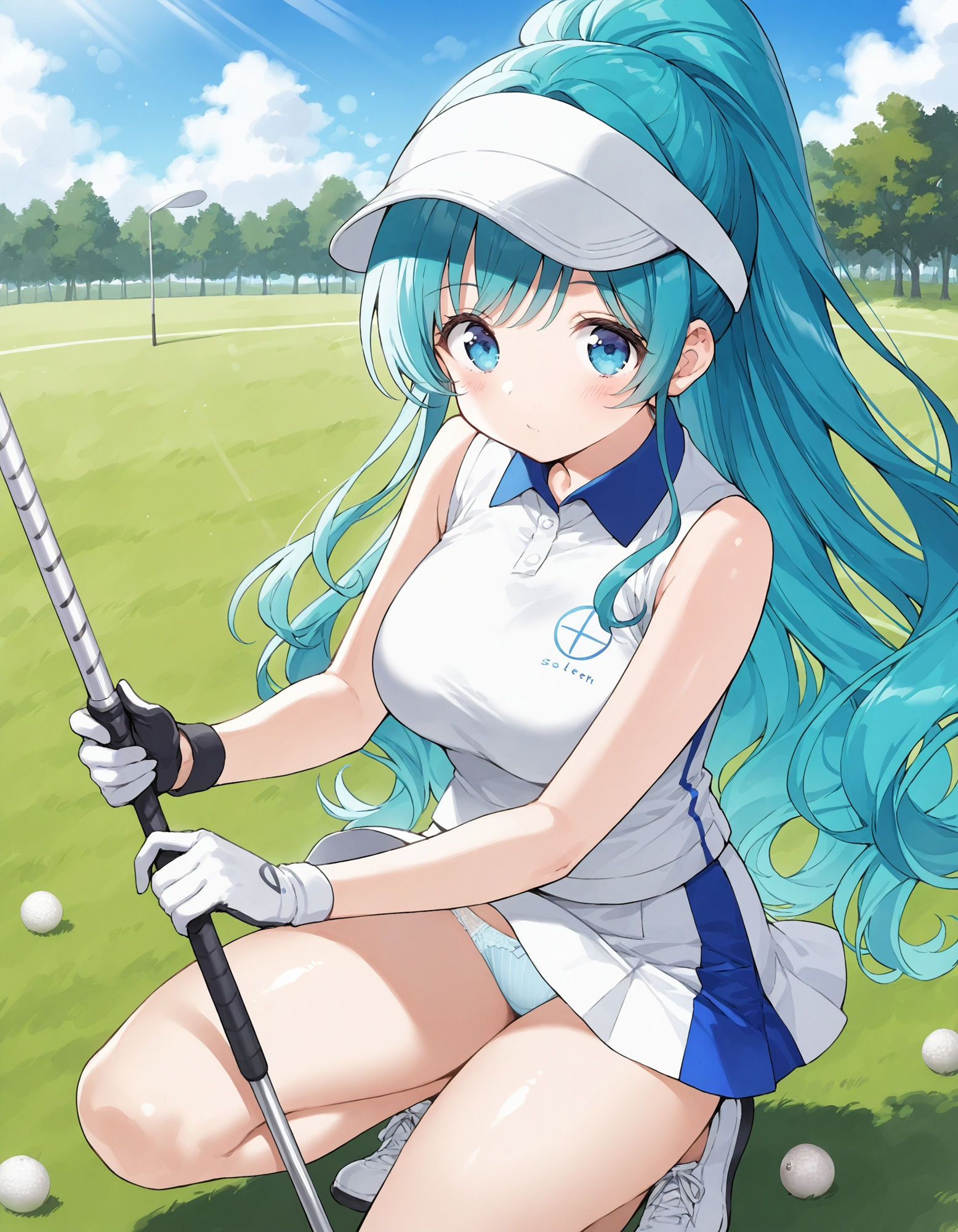 ゴルフウェアでしゃがみパンチラ サンプル4ページ目