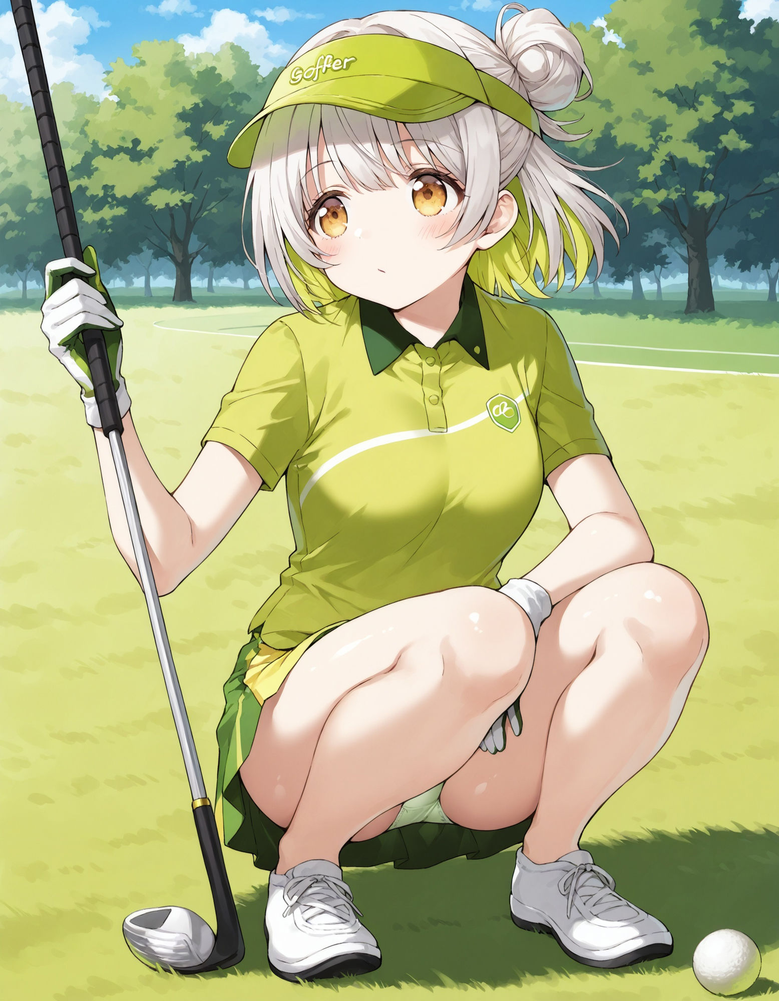 ゴルフウェアでしゃがみパンチラ サンプル7ページ目