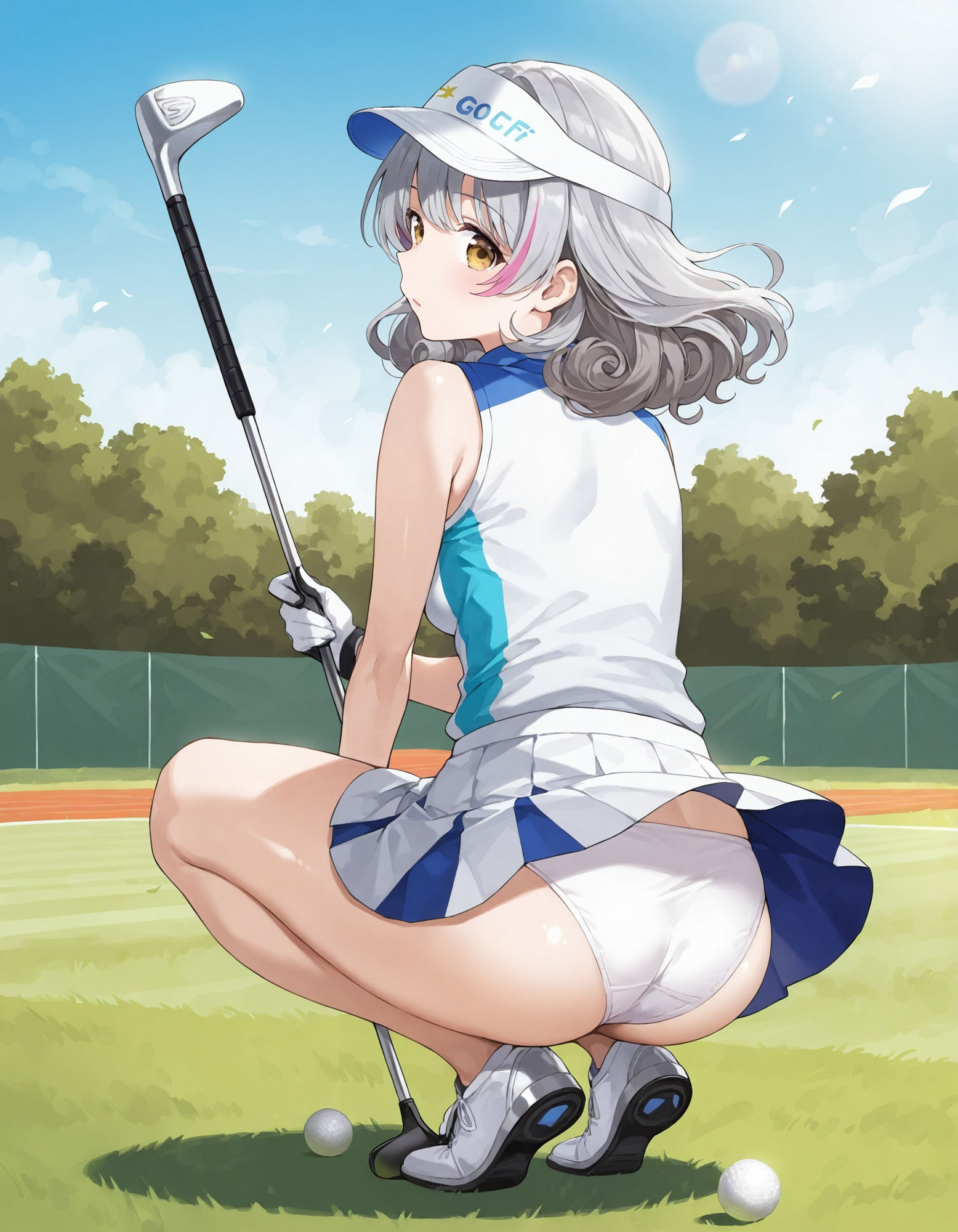 ゴルフウェアでしゃがみパンチラ サンプル8ページ目