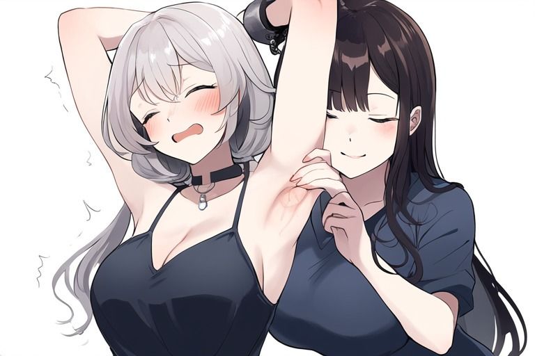 くすぐり〜たくさんの手で愛撫され吹き出し絶頂させられる彼女たち〜AI画像集 サンプル1ページ目