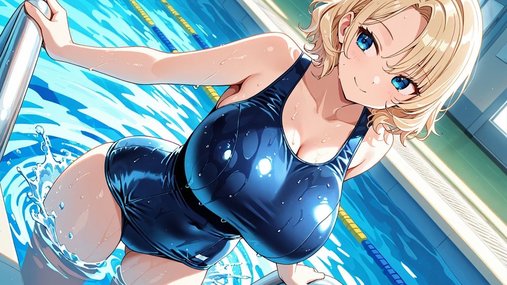 爆乳茶髪＆金髪スク水美少女が顧問と放課後種付け特訓【4K】 サンプル4ページ目