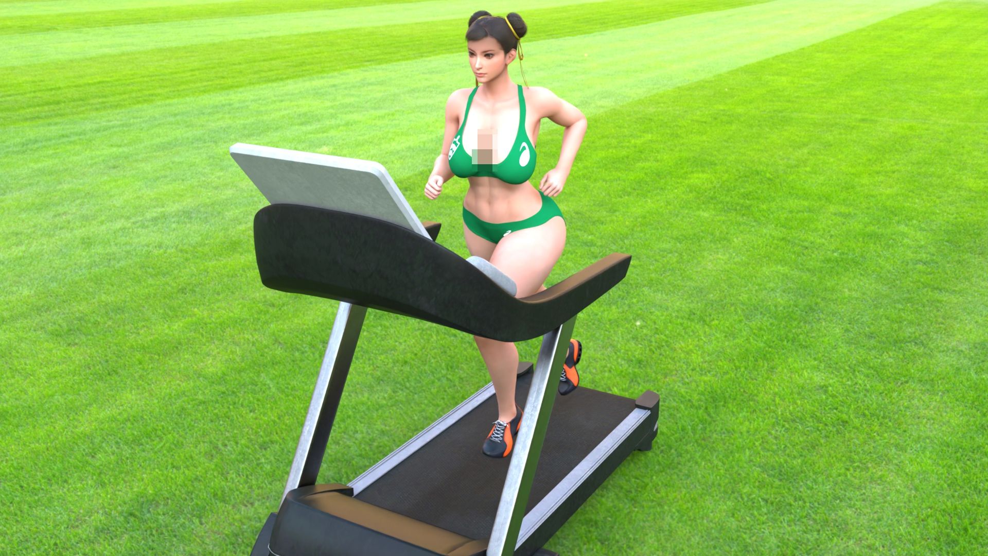 元祖中華女性格闘家「チュンリー（春麗）」の陸上競技ユニフォームランニング乳揺れ サンプル1ページ目