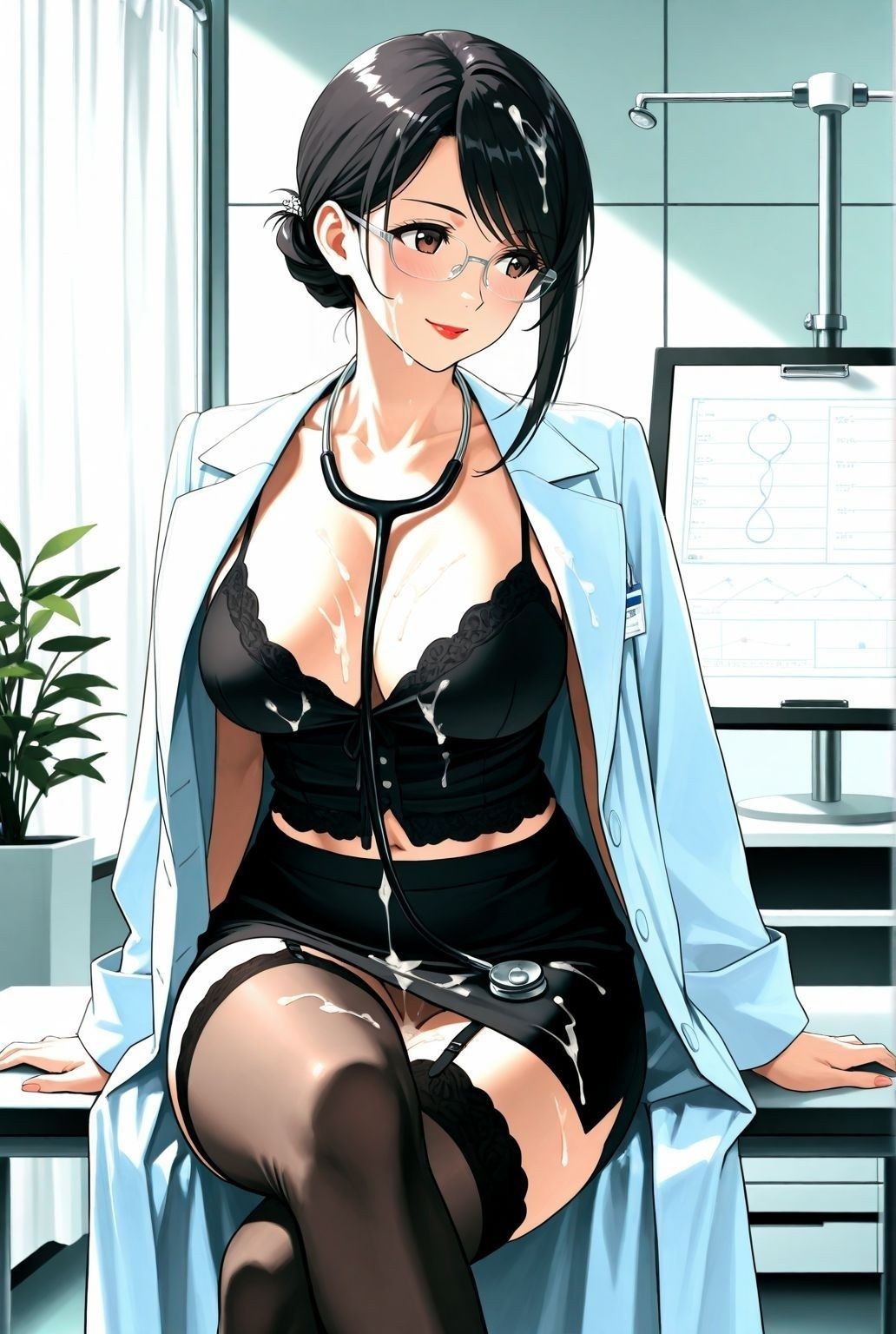 眼鏡×黒スト×熟女女医〜静寂の診察室で始まる秘め事〜 サンプル8ページ目