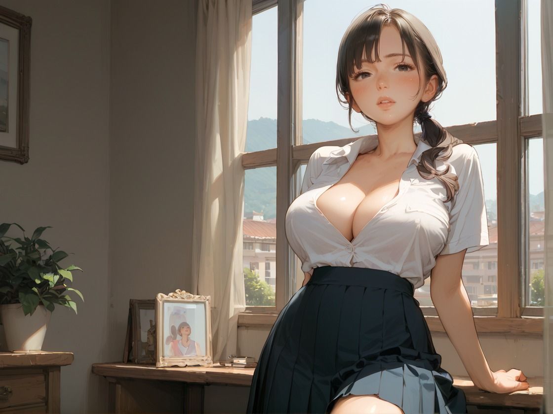 隣の家の爆乳人妻に制服着させてハメ倒す サンプル1ページ目