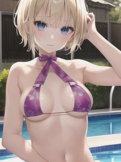 恥じらい娘。4〜プール編？恥じらいながら外国人留学生たちがきわどい水着おっぱいでボクを誘惑してくる件。〜 サンプル2ページ目