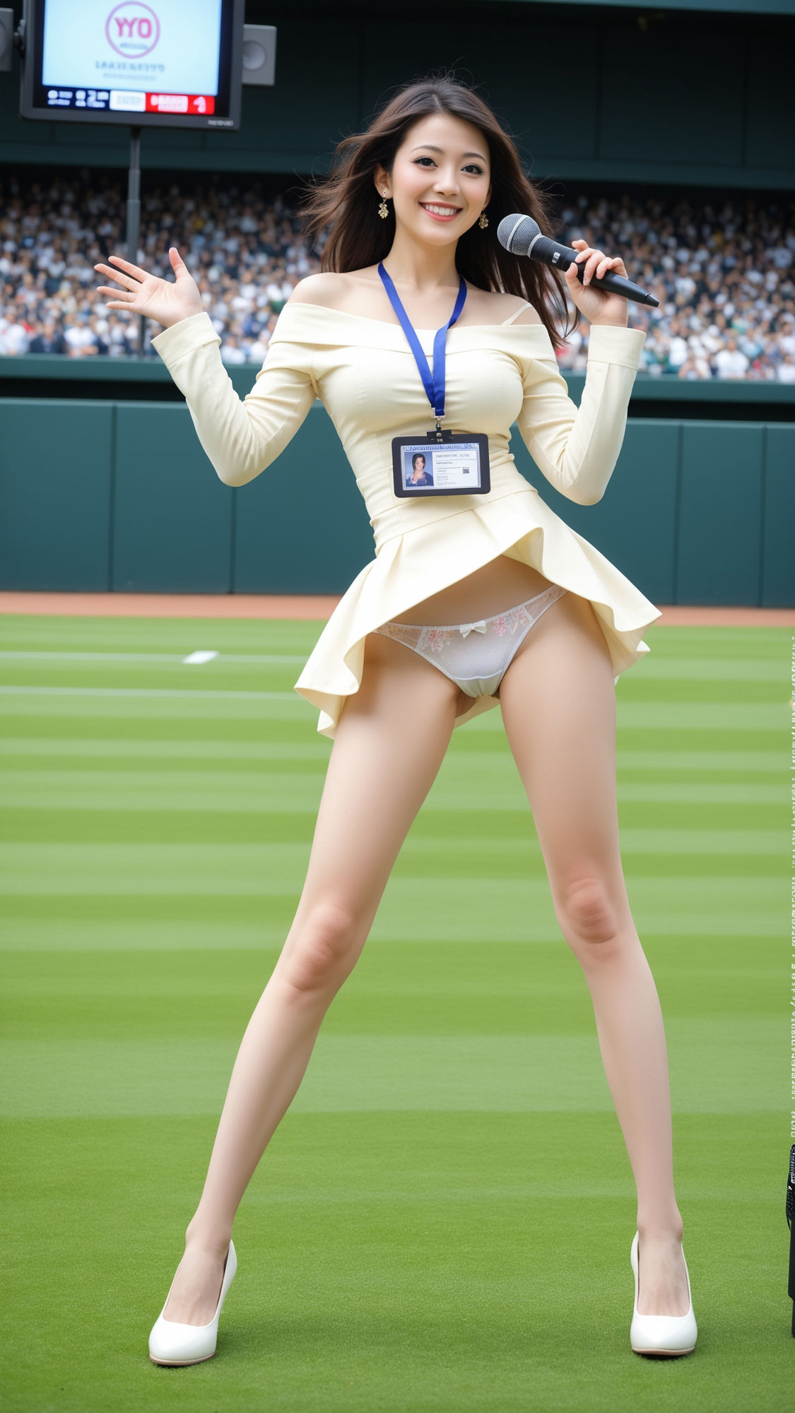 ヒーローインタビューで舞うパンチラ女子アナ サンプル2ページ目