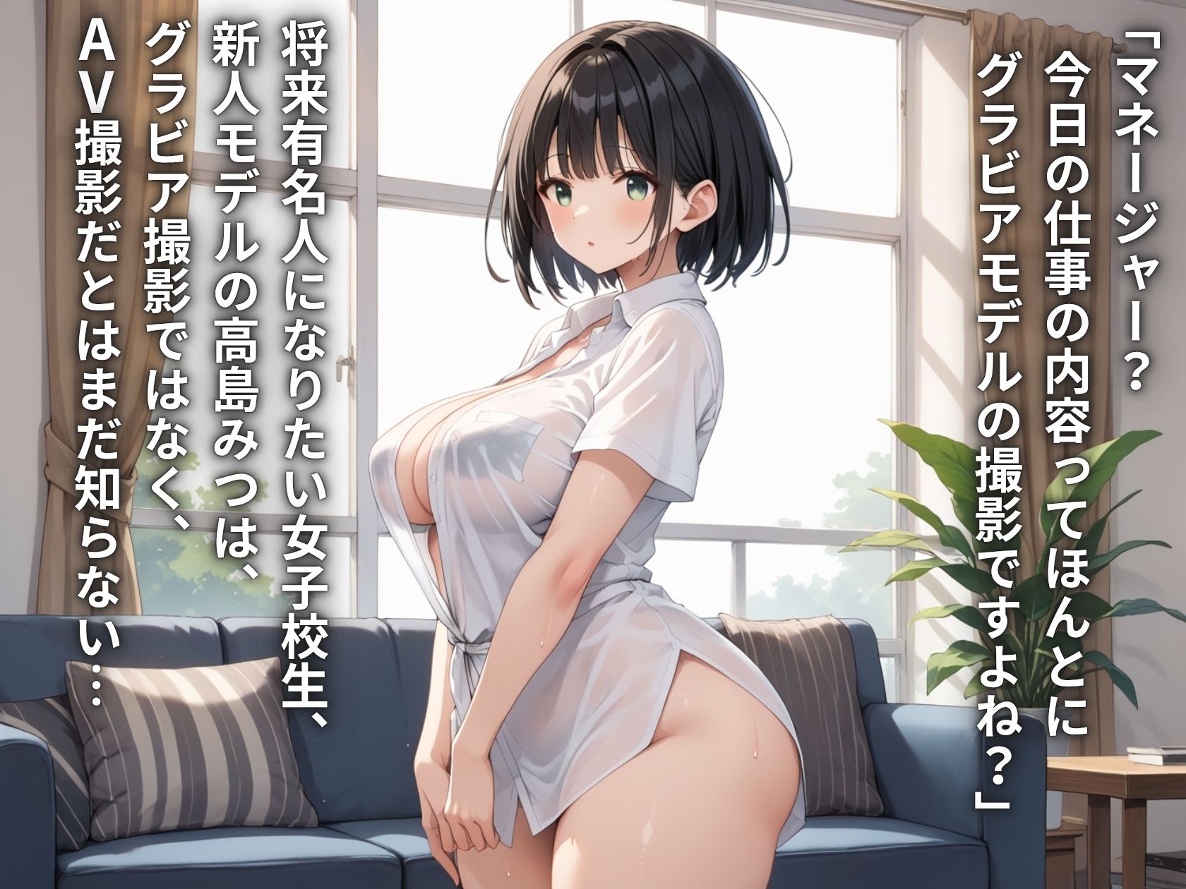 芸能事務所にグラビアと騙されてAVデビュー？！Iカップ巨乳アイドルJK初体験 サンプル1ページ目