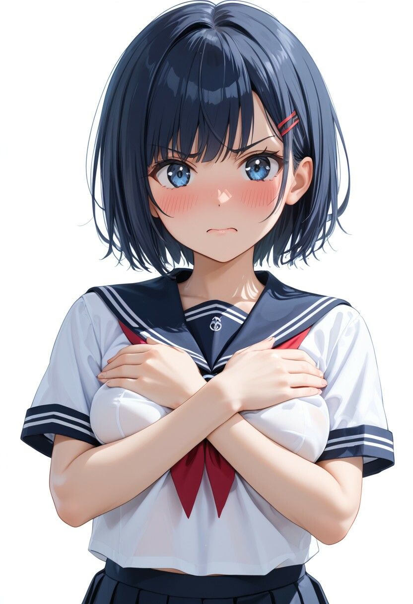 「嫌な顔されながらおっぱい見せてもらう」AIイラスト集 vol.1 サンプル2ページ目