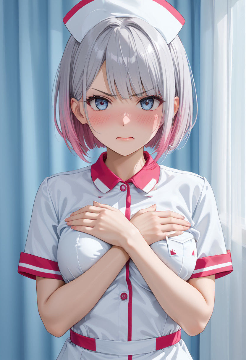 「嫌な顔されながらおっぱい見せてもらう」AIイラスト集 vol.1 サンプル7ページ目