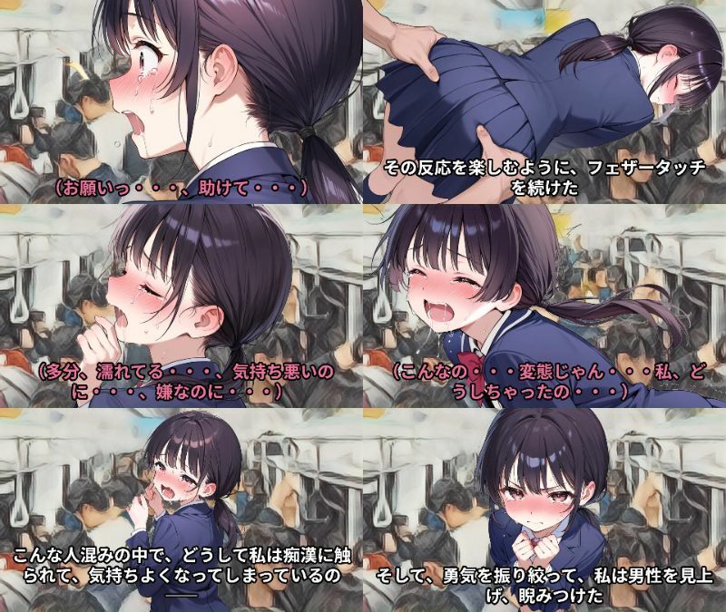 【羞恥体験告白】穢れを知らない新入生の女子学生を通学初日の満員電車で蹂躙した話（前編・中編・後編セット） サンプル2ページ目