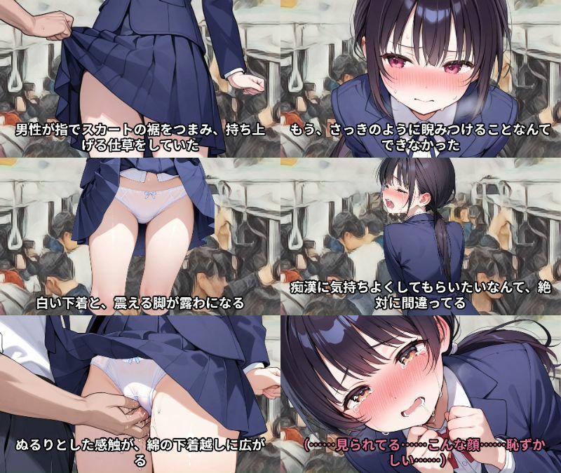【羞恥体験告白】穢れを知らない新入生の女子学生を通学初日の満員電車で蹂躙した話（前編・中編・後編セット） サンプル3ページ目