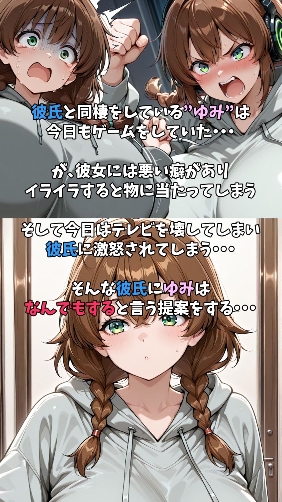 ゲーマーな彼女ゆみと同棲えっち サンプル1ページ目