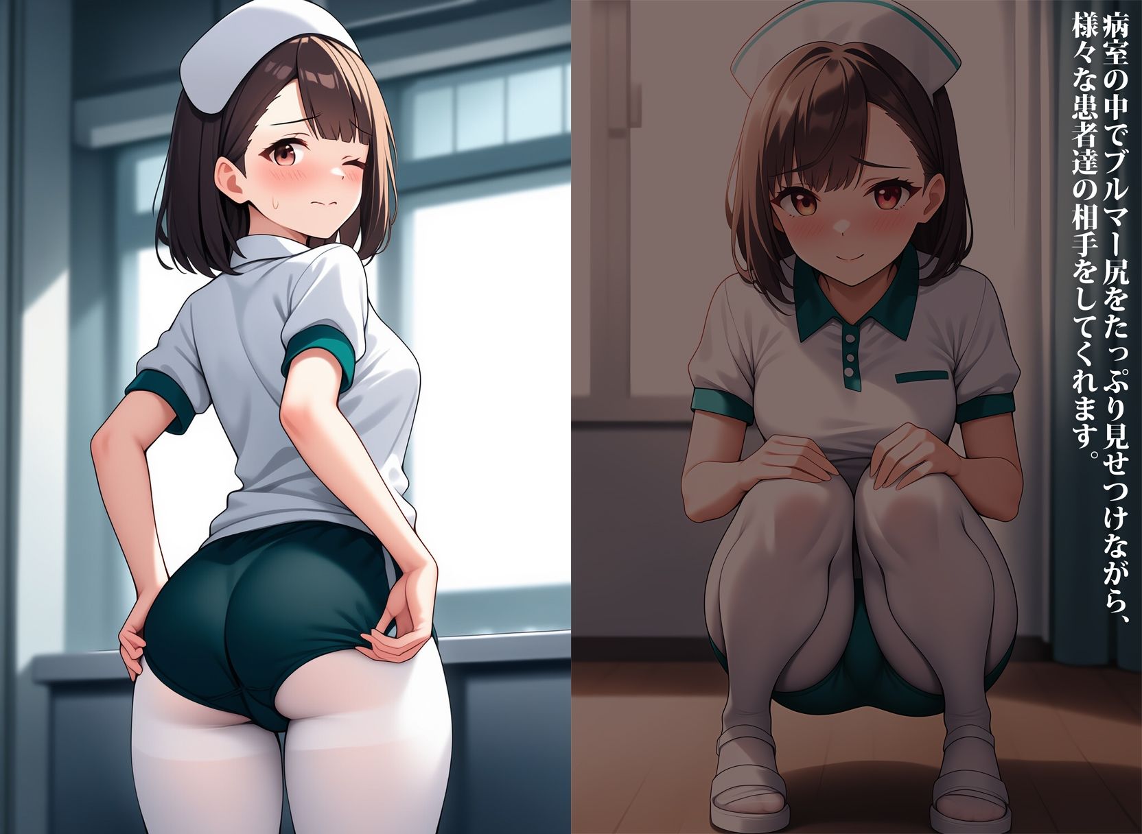ブルマー姿の看護婦さん、入院中お世話になりました サンプル2ページ目
