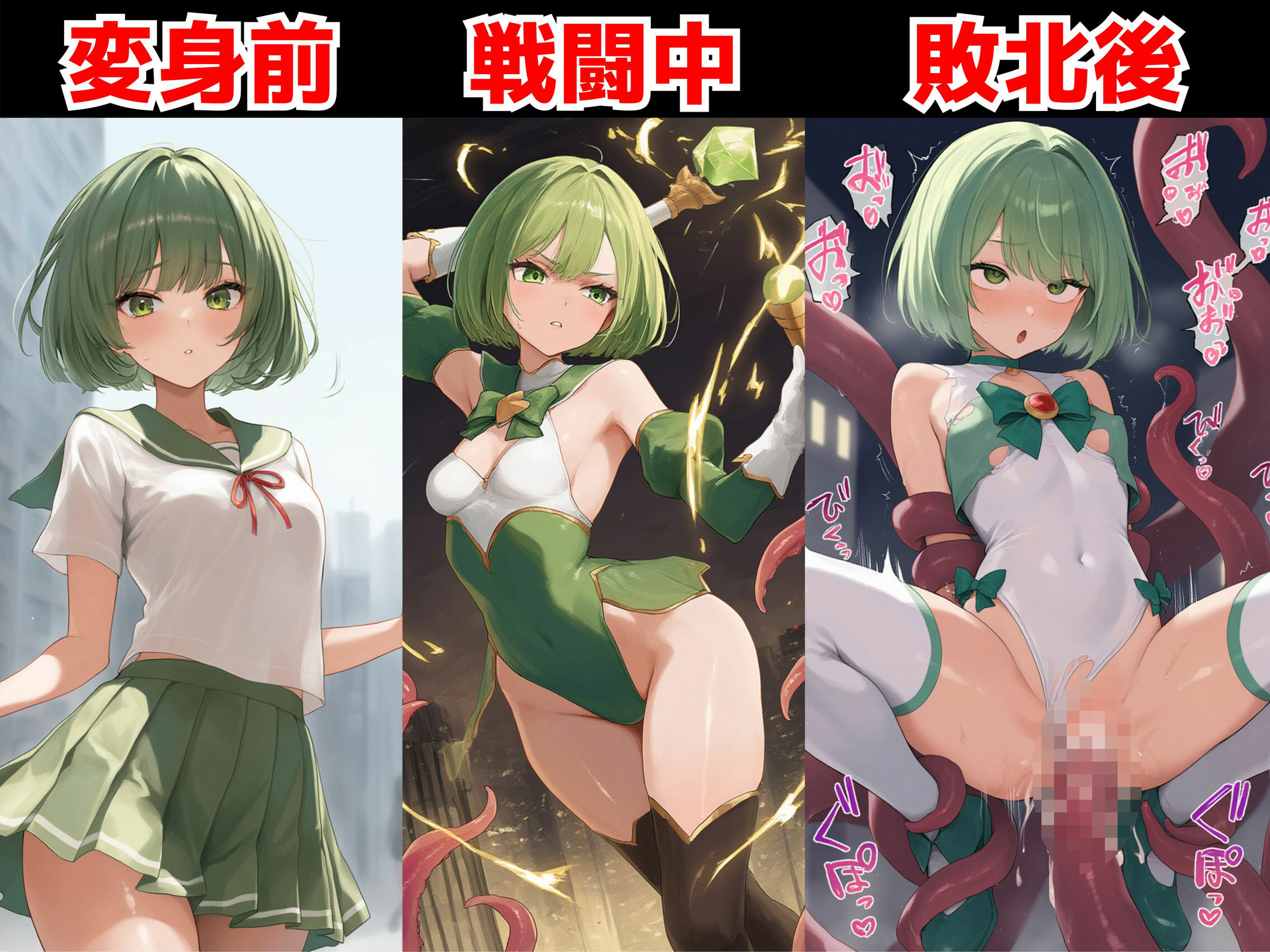 敗北魔法少女はモンスターに連続種付けされてアヘ顔に！？ 【変身ヒロイン異種姦:500枚】 サンプル7ページ目