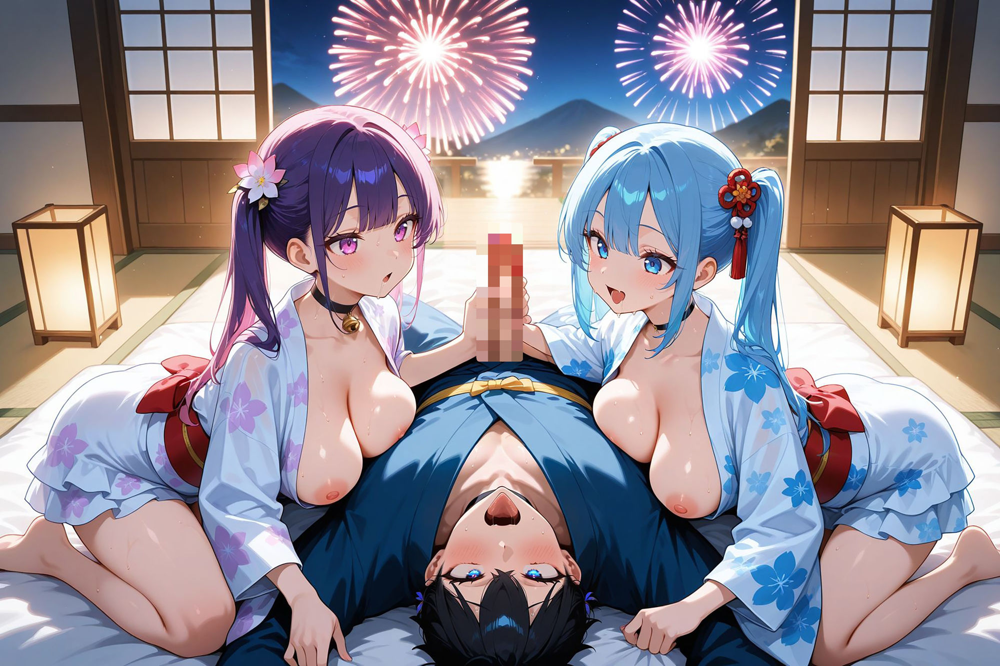 爆乳ギャルと中出し性生活！花火大会編  vol.2〜爆乳浴衣ギャルたちの性夜祭〜 ［CG500枚］［4Kイラスト］ サンプル5ページ目