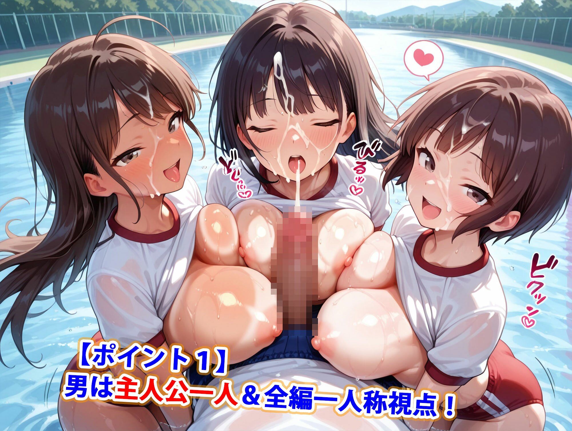 真巨乳ハーレム学園水辺の赤青ブルマ女子編 サンプル2ページ目