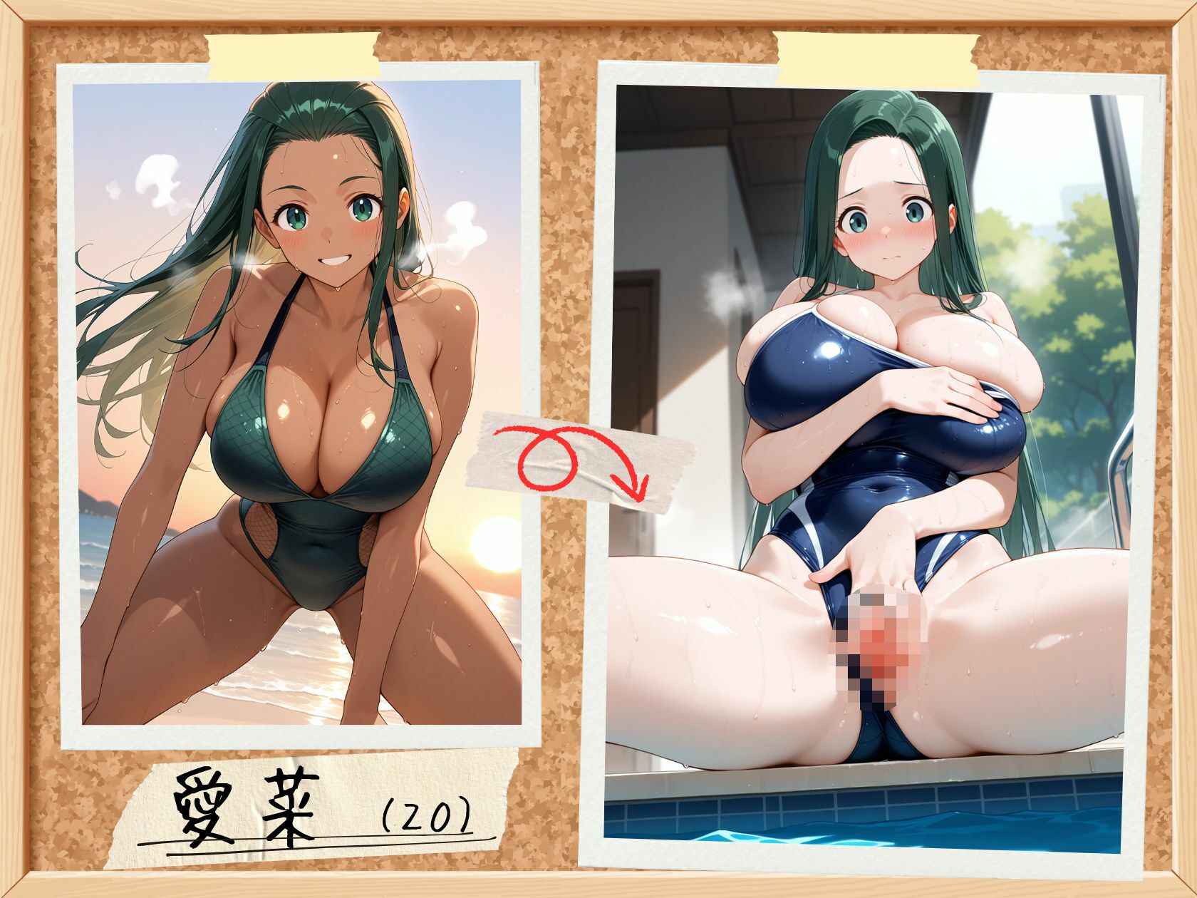 爆乳黒ギャルの白ギャル変身！水着＆スク水 サンプル5ページ目