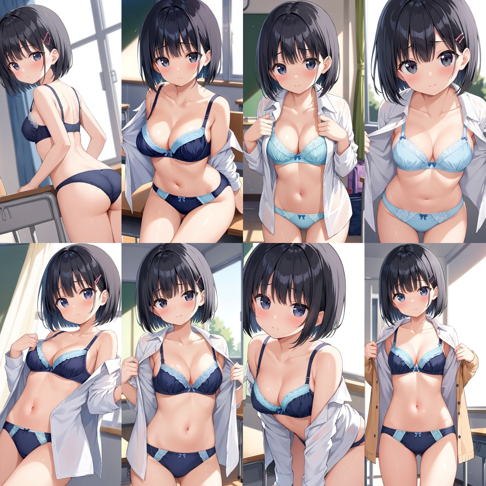 教室で脱ぎだす同級生-ボブ編-【500枚】 サンプル8ページ目