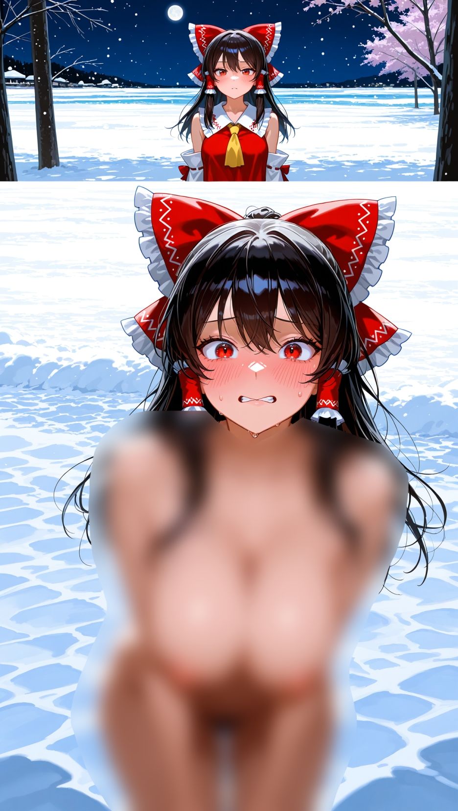霊夢ちゃんのえっちな写真集vol.13〜春の雪の夜の海編〜 サンプル2ページ目