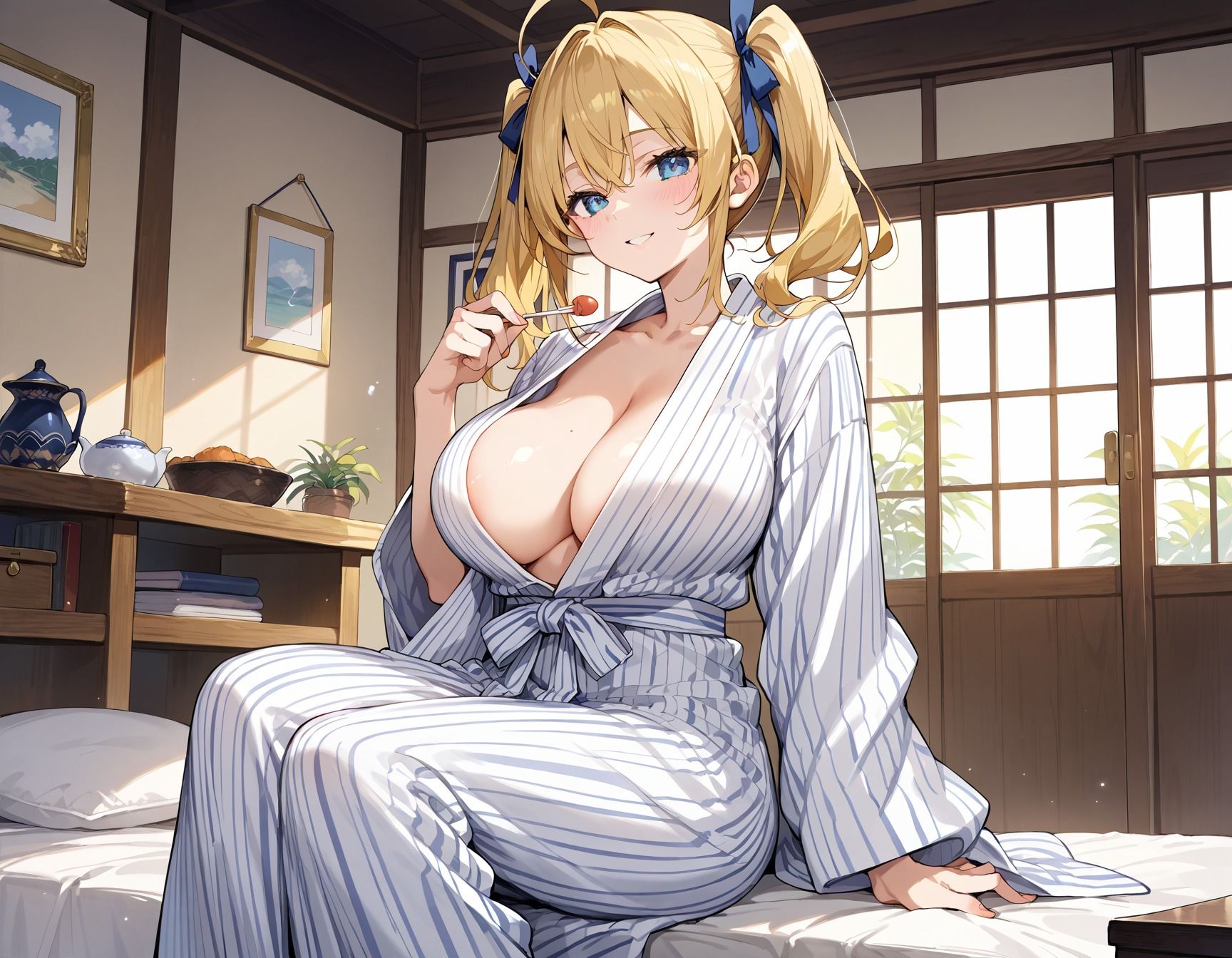 【高画質画像集】爆乳ツインテールの浴衣ギャル娘と濃厚交尾 サンプル1ページ目