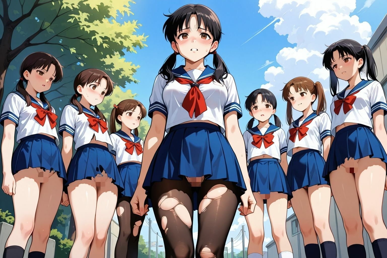 校則がノーパン黒パンストの学園どぉ？逆痴●処女  先に出させる最強少女 サンプル2ページ目