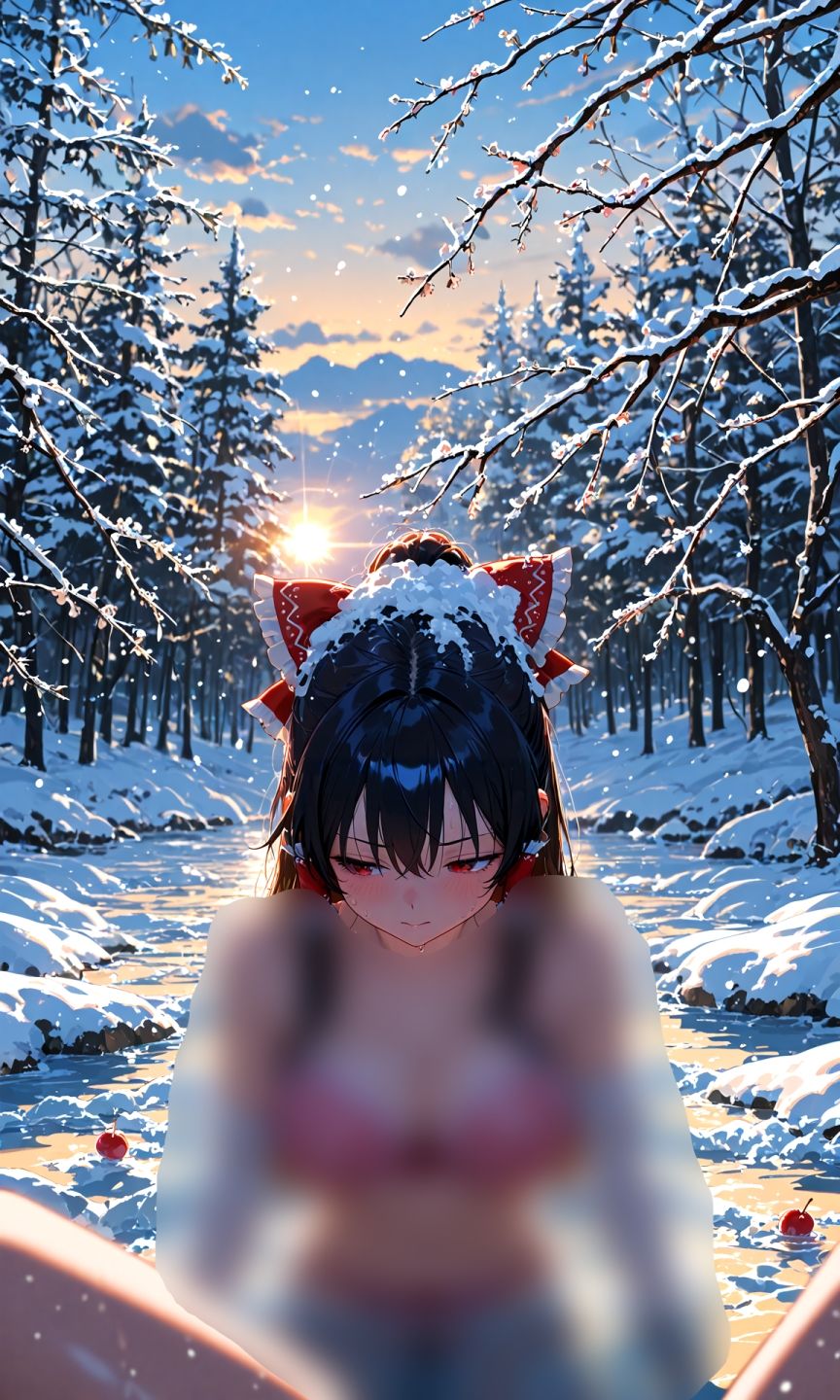 霊夢ちゃんのえっちな写真集vol.22〜春の雪の朝の川編〜 サンプル1ページ目