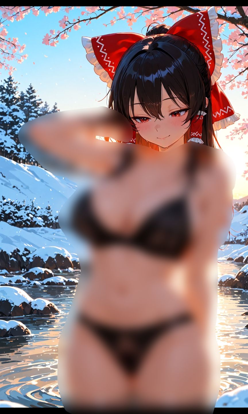 霊夢ちゃんのえっちな写真集vol.22〜春の雪の朝の川編〜 サンプル3ページ目