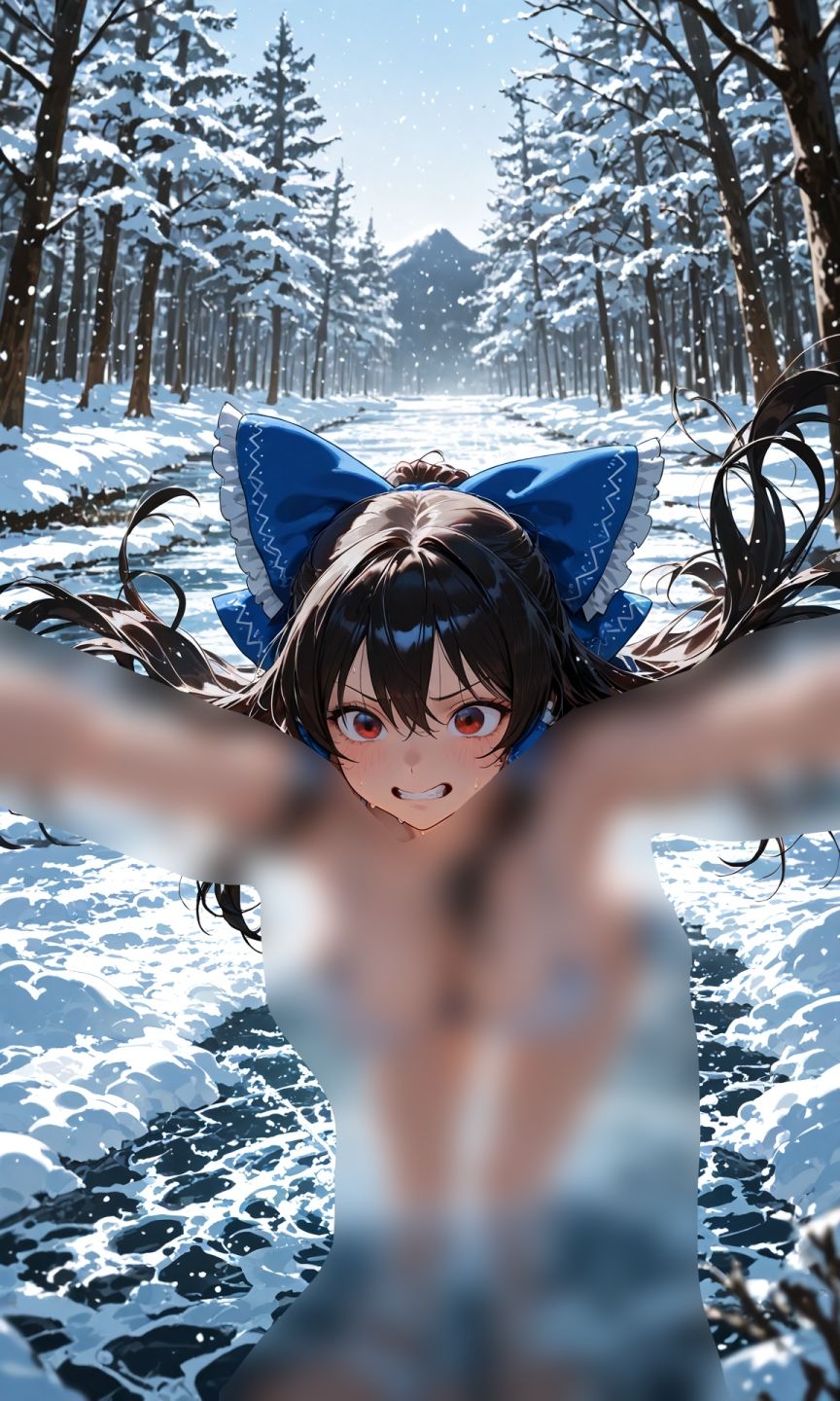 霊夢ちゃんのえっちな写真集vol.23〜春の雪の昼の川編〜 サンプル1ページ目