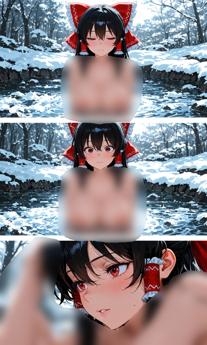 霊夢ちゃんのえっちな写真集vol.23〜春の雪の昼の川編〜 サンプル5ページ目