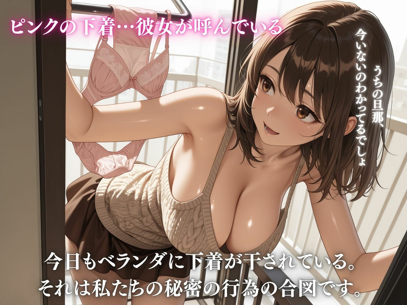 隣の奥さんがベランダに下着を干したら夫不在の印です サンプル2ページ目