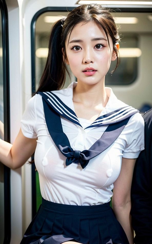 セーラー服と電車の私 AI美女の車窓からの誘惑 サンプル5ページ目