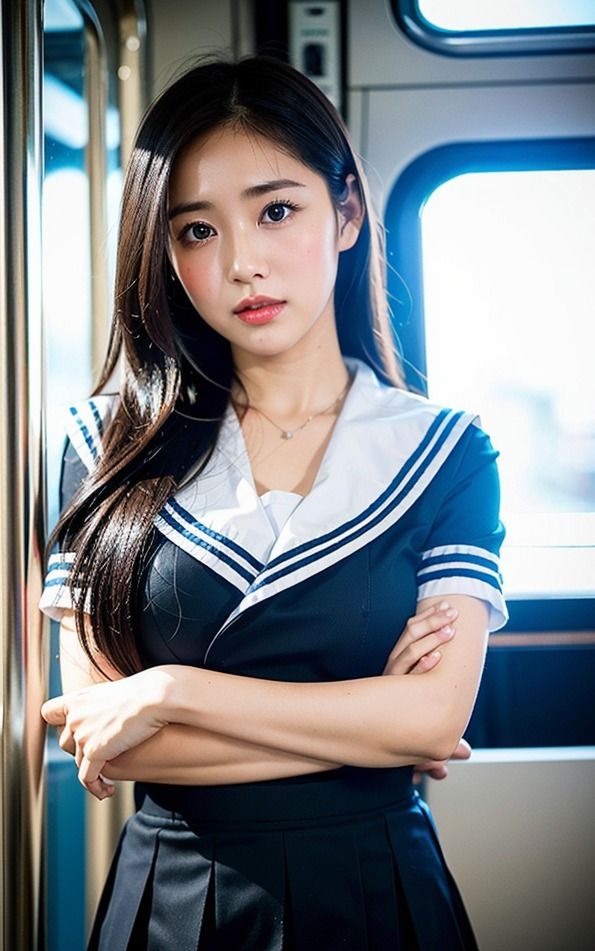 セーラー服と電車の私 AI美女の車窓からの誘惑 サンプル6ページ目